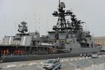 FORSTÆRKNING. Det russiske krigsskib 'Admiral Pantelejev' for anker på Cypern. Det er nu på vej for mod farvandet ud for Syrien. 