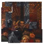 FESTMIDTPUNKT. Maleren Lars Physant har i sine illustrationer arbejdet med at transformere Lorcas digte om til malerier. Her er poeten selv anbragt i centrum for en af sine 'ferias'. 