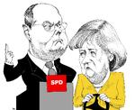 Valgkamp. Angela Merkel har brugt valgkampen på at fortælle tyskerne, hvor godt det går med hende ved roret, mens socialdemokraten Peer Steinbrück har slået på, at den nuværende regering har fået den sociale ulighed til at vokse. 