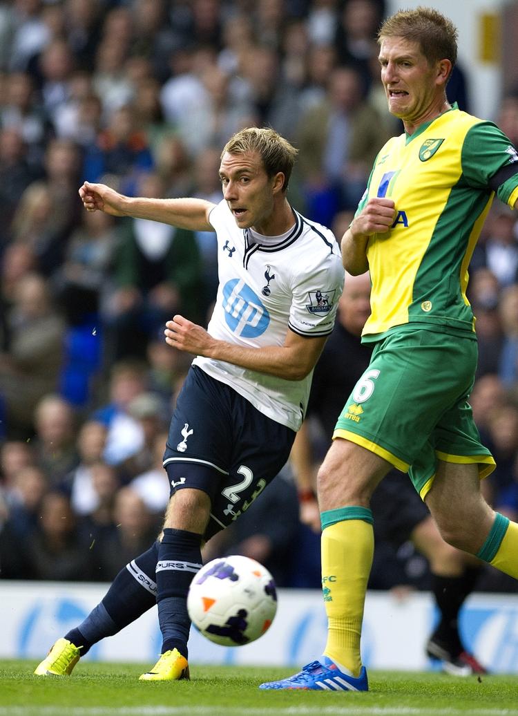 Debut. 21-årige Christian Eriksen  lagde op til Tottenhams første scoring i 2-0-sejren i lørdags mod Norwich. 