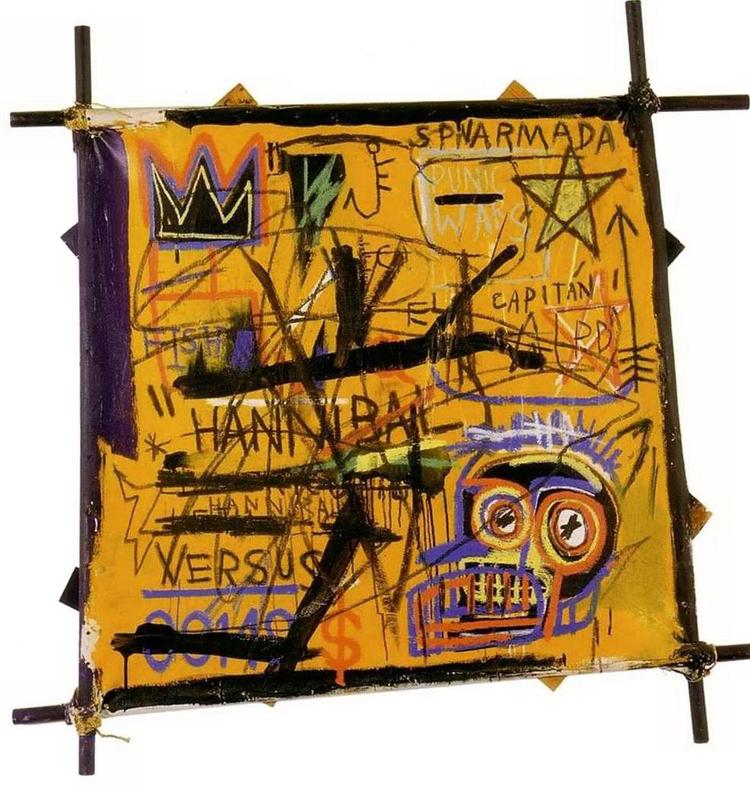 Vaskeri. 'Hannibal' af Jean-Michel Basquiat gik igennem tolden med værdien 100 dollar i en kæmpe sag om hvidvaskning. I kunstbranchen vurderes det til at være 45 millioner kroner værd. Illustration: Jean-Michel Basquiet 