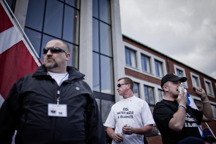 Ekstremisme. 'Danish Defence League' afholdt demonstration mod islam i Aarhus i marts 2013. 