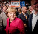 GLÆDE. De tyske CDU-støtter var mødt talstærkt op for at støtte deres kansler, som de både kalder 'Mutti' (mor, red.) og kælenavnet 'Angie', som er en forkortelse for Angela. 