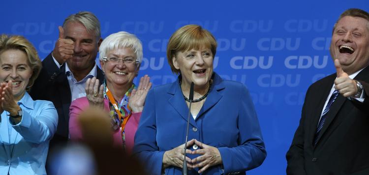 Vinderhold. Kansler Angela Merkel er vinderen af det tyske valg. 