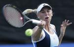 Arbejdstid: Caroline Wozniacki var tidligere i dag på banen i Tokyo, hvor det blev til 6-2, 6-3-sejr over Flavia Pennetta på en time og 27 minutter. 
