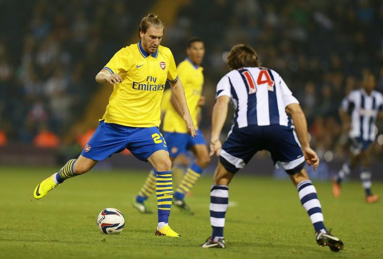 Tilbage. Den danske angriber Niklas Bendtner fik i dag spilletid i sin klub, Arsenal, for første gang siden maj 2011. Og scorede i straffesparkskonkurrencen. 
