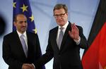 Visit. Ahmed Jabar ses her på besøg hos den tyske udenrigsminister Guido Westerwelle tidligere i år. 