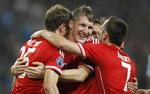 STORSEJR. 0-1, 0-2, 0-3 og alligevel kom der spænding i kampen, hvor Thomas Müller, Bastian Schweinsteiger og Franck Ribery jublede. 