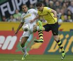 Nederlag. Robert Lewandowski og Dortmund måtte gå målløse fra banen i Mönchengladbach. 