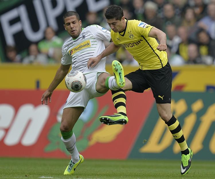 Nederlag. Robert Lewandowski og Dortmund måtte gå målløse fra banen i Mönchengladbach. 