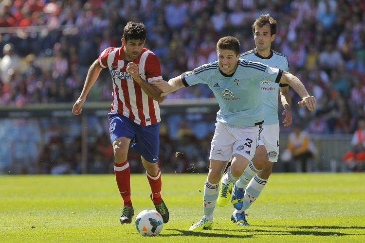 brandvarm. Brasilianske  Diego Costa (tv) har holdt Atletico inde i topkampen i Spanien. 
