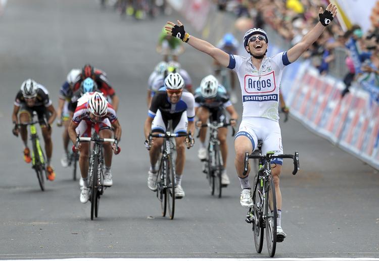 hurtig. John Degenkolb (th) er en af to tyske supersprintere på Giant-Shimano under Touren. 