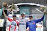 PODIET. De tre første pladser i Paris-Tours blev besat af John Degenkolb (i midten), Michael Mørkøv (tv.) og Arnaud Demare (th.). 