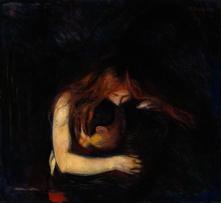 'VAMPYR'. Edvard Munch malede i alt  fire vampyrbilleder mellem 1893 og 1894. Munch fremviser nænsomt og brutalt ambivalensen i menneskers relationer og følelsesliv, det mangedobbelte bogholderi, som giver erotikken tusind dinglende etager, skriver Christian Graugaard. 