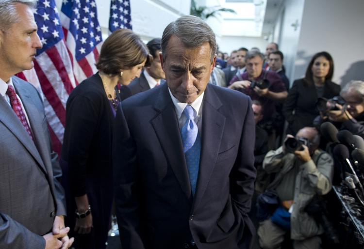 Udskældt. Republikanernes leder i Repræsentanternes Hus, John Boehner, efter et pressemøde i dag. 