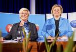 Regering. Siv Jensen (t.v.) bliver ny finansminister i Erna Solbergs nye borgerlige regering. 