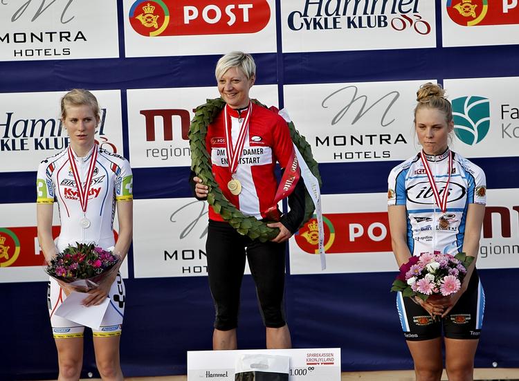 MILJØSKIFT. Efter en karriere som skøjteløber er Cathrine Grage (i midten) nu cykelrytter med stor succes. 