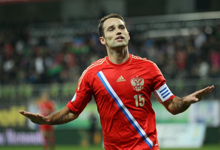 kvalificeret. Roman Shirokov scorede for russerne i sidste opgør i VM-kvalifikationen. 