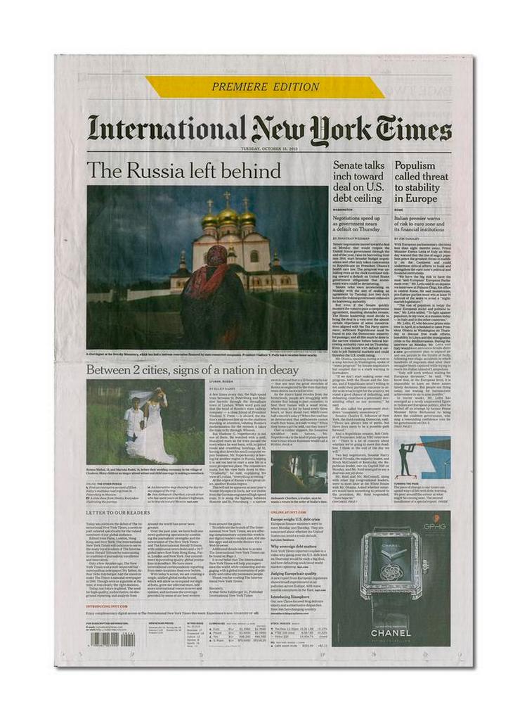 126 år. Første udgave af avisen med dens nye navn, The International New York Times eller blot INYT. Foto: www.nytimes.com 