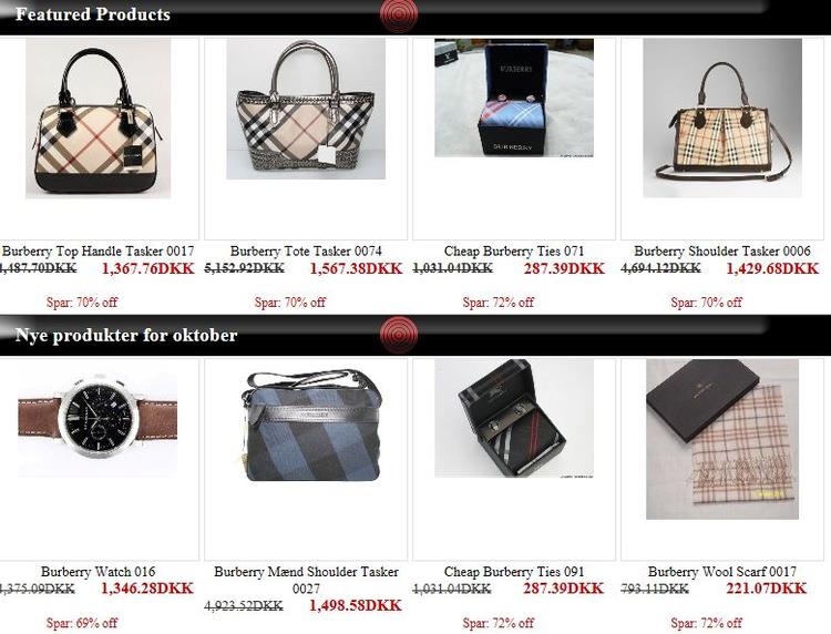 Fake? Siden Burberrykøbenhavn.com ser ud som den ægte vare. Men varerne er sendt fra Kina og lever ikke op til mærkevarens normale kvalitet. (skærmdump) 