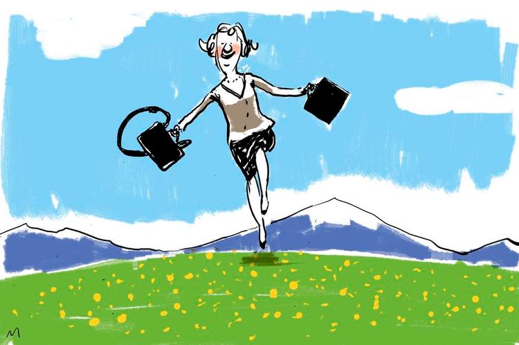 selvsikker. »For hvert skridt er jeg mere selvsikker«, synger Julie Andrews i 'The Sound of Music' Tegning: Mette Dreyer 