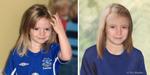 Computerfoto: Et billede af Madeliene som hun så ud da hun forsvandt i 2007 sammenlignet med et computerfoto - lavet af britisk politi -  som hun kan se ud i dag. 