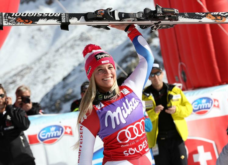 Sejr. Det var fjerde gang i karrieren Laura Gut kom øverst på skamlen i World Cup. I 2008 blev hun den yngste vinder nogen sinde, da hun som bare 17-årige triumferede i et Super-G-løb i St. Moritz. 