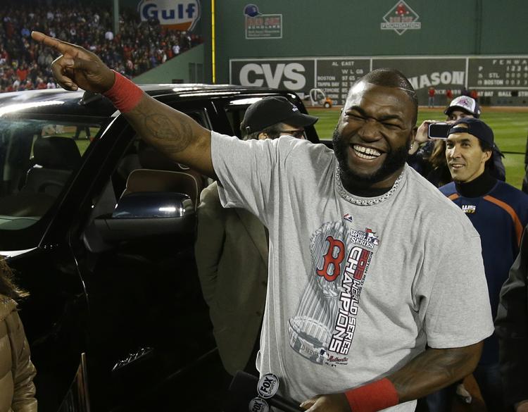 Sejr. David Ortiz fra Boston Red Sox griner efter at være valgt som kampens  bedste spiller. 