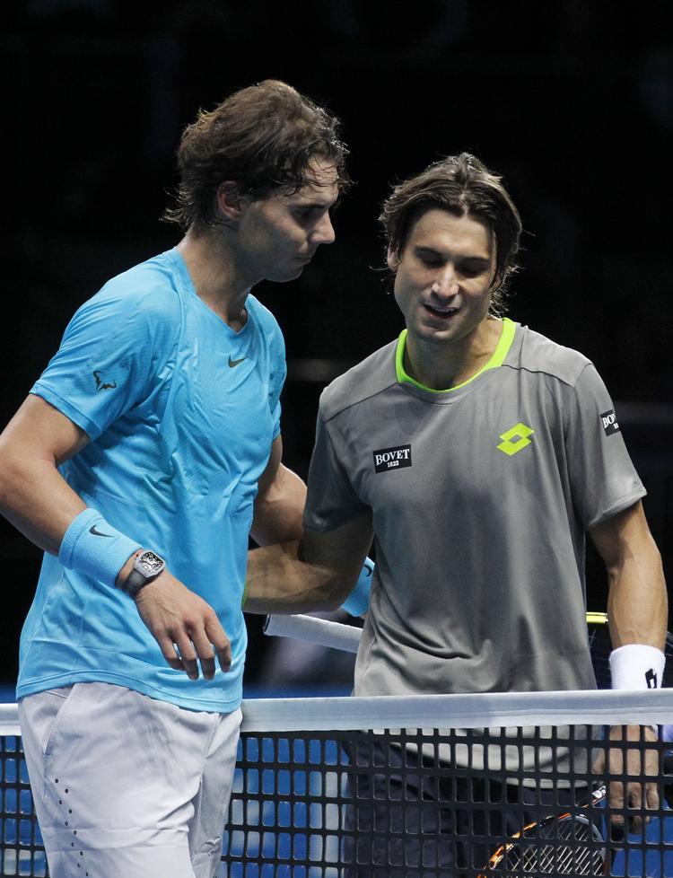 Titelkurs. Efter åbningssejren mod landsmanden David Ferrer skal Rafael Nadal (tv) i ilden mod Stanislas Wawrinka. 