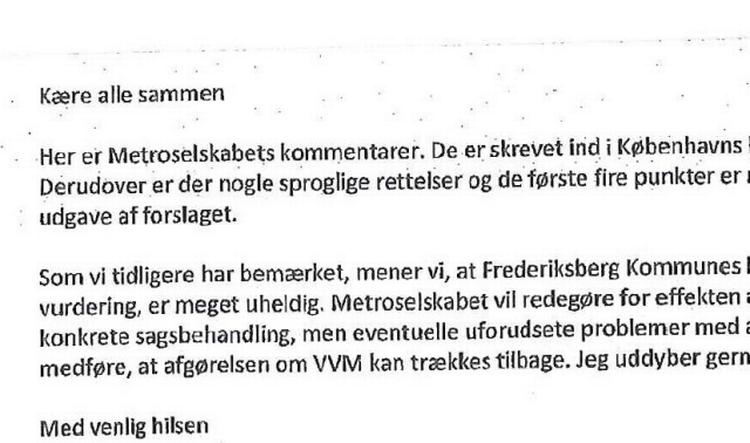 Dokumentation. Metroselskabet klappede ansøgning om natarbejde af før ansøgning. 