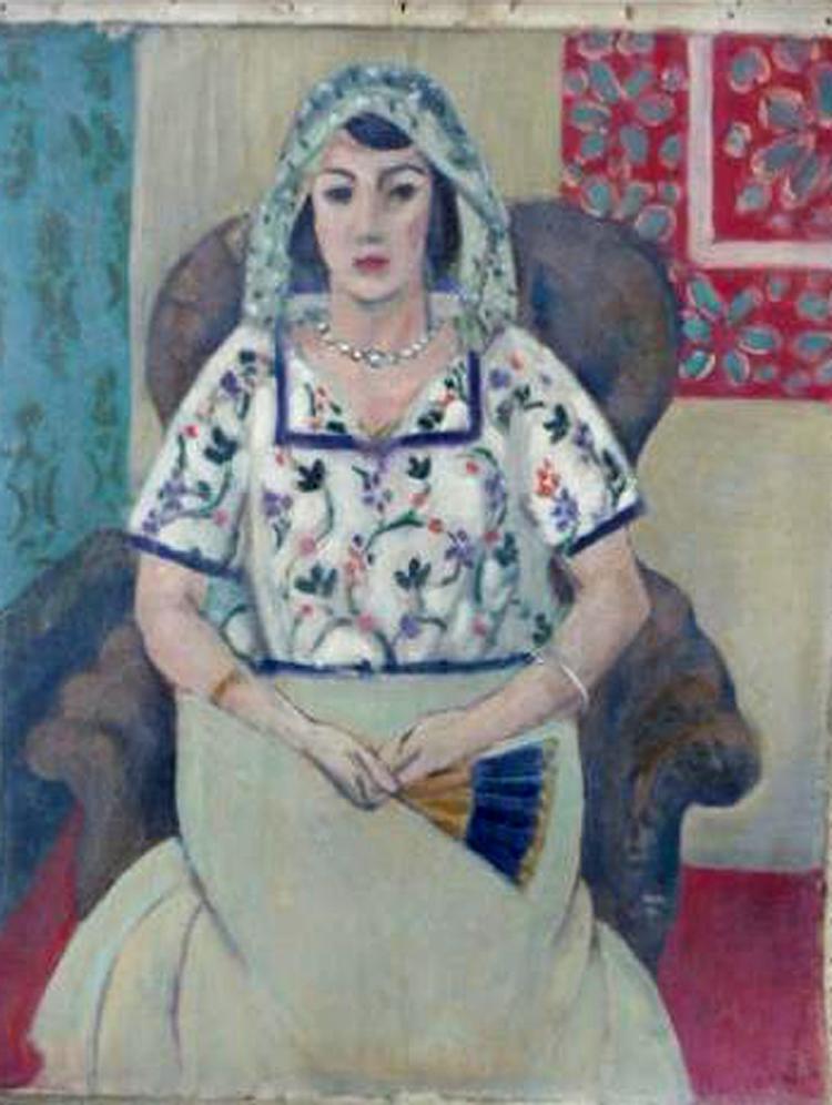 Kunstskat. Blandt de malerier, som politiet i Augsburg har konfiskeret er dette maleri, 'Siddende kvinde' at den franske maler Henri Matisse 