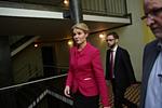 S-nedtur. Helle Thorning-Schmidt ved Socialdemokratiets valgfest i Vega. 