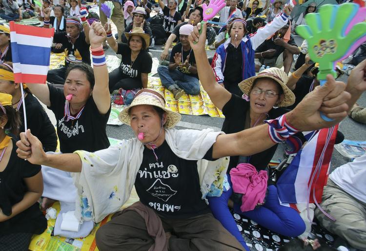 Protester. Demonstrantanter laver sit-in foran det thailandske finansministerium i dag. 