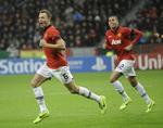 STORSEJR. Et af Manchester Uniteds fem mål blev scoret af Jonny Evans, der gjorde det til 3-0.- 