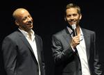 Actionstjerner. Den nu afdøde Paul Walker joker med sin medspiller Vin Diesel tilbage i april. 