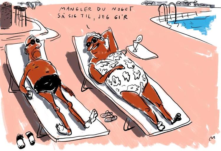 FORSKEL. Mænd betaler mere i pension, men kvinder får næsten det samme udbetalt. Tegning: Mette Dreyer 