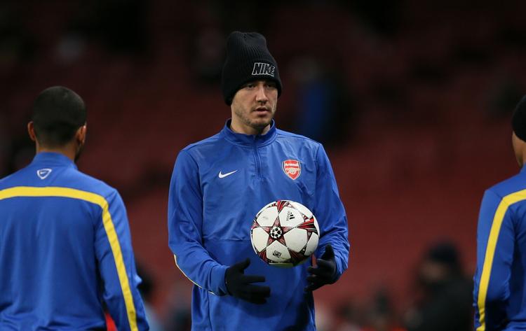 STARTPLADS. Med Giroud på bænken er det Nicklas Bendtner, der er Arsenals angriber mod Hull. 