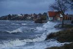 Storm. Vandstanden står højt i Roskilde Fjord i dag. 