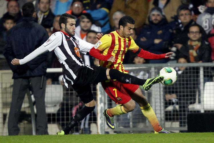 pokal. Pedro (th) kom på scoringstavlen for Barcelona i sejren i pokalen mod Cartagena. 
