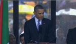 Ceremoni. Barack Obama taler for Nelson Mandela. 
