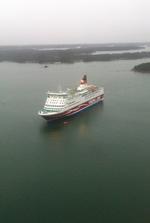 Færge. Amorella er grundstødt på vej til Stockholm fra Åbo. 