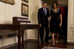 Minde. Præsident Barack Obama og hans kone Michelle tændte 26 lys. 
