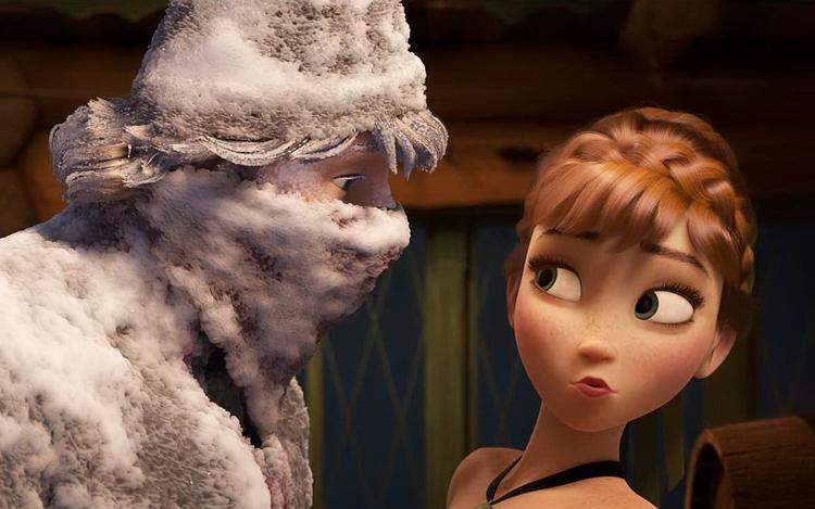 optimisten. Altid optimistiske Anna er et gævt skud på Disneys prinsessestamtræ. Her er hun i kølig nærkontakt med bondedrengen Kristoffer. 
