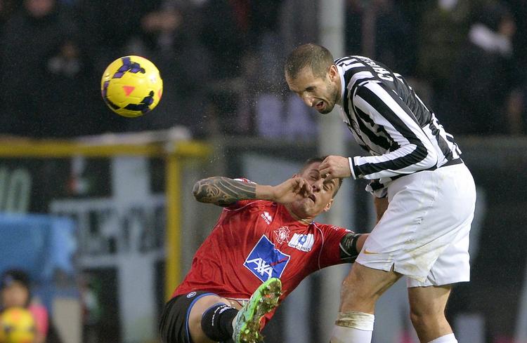 1-4. Efter 744 minutter blev der 'endelig' scoret mod Juventus, men Giogio Chiellini og de andre zebrastribede vandt alligevel. 