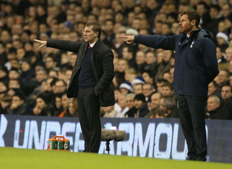 titelbejler. Liverpools manager Brendan Rodgers (tv) nyder livet i toppen af Premier League, mens  Andre Villas-Boas (th) blev fyret efter Tottenhams nederlag til Liverpool. 