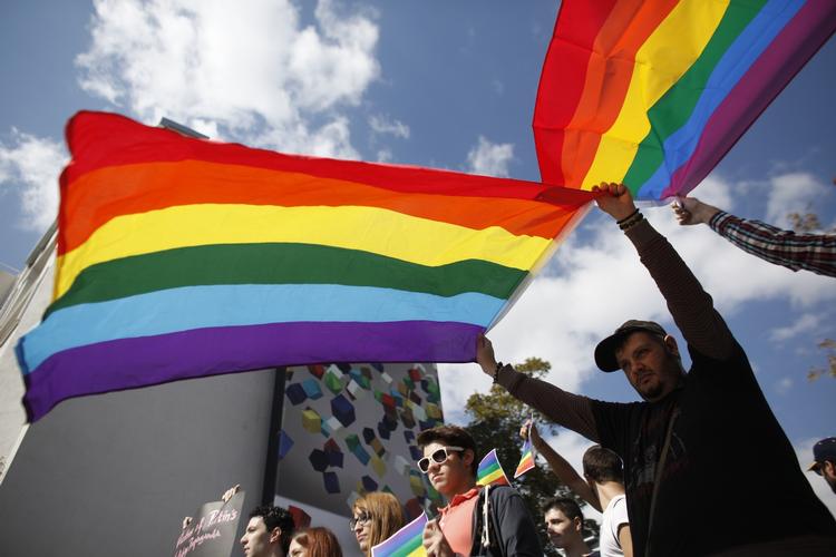 Protest. Homoseksuelle aktivister demonstererede i Grækenland i oktober 2013 i forbindelse med overleveringsceremonien af den Olympiske flamme. 