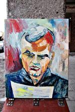 Aktivist. Den armenske kunstner Narek Aghajanyan, som Arne Ruth og hans hustru har haft boende i et år, har malet dette portræt af Arne Ruth. 