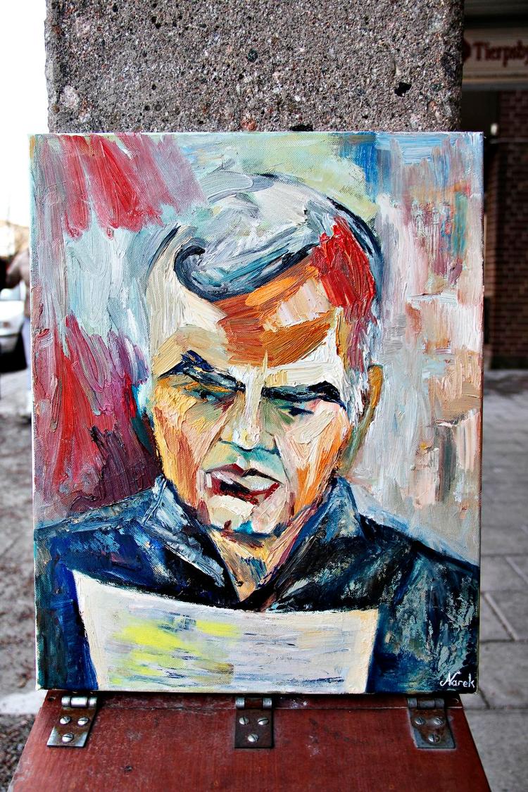 Aktivist. Den armenske kunstner Narek Aghajanyan, som Arne Ruth og hans hustru har haft boende i et år, har malet dette portræt af Arne Ruth. 