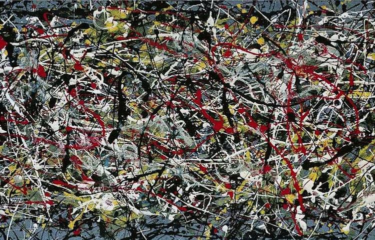 Falsk. Maleriet udgiver sig for at være et hidtil ukendt maleri af Jackson Pollock, men analyser af pigmentet i den gule maling har afsløret, at det er malet efter kunstnerens død. 