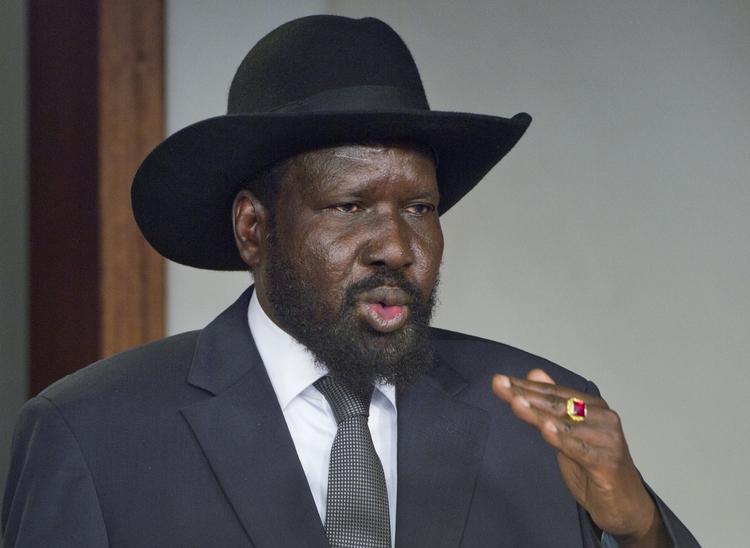 Fredsmøde. Sydsudans præsident, Salva Kiir, taler med pressen efter møde med Sudans præsident, Omar al-Bashir. 